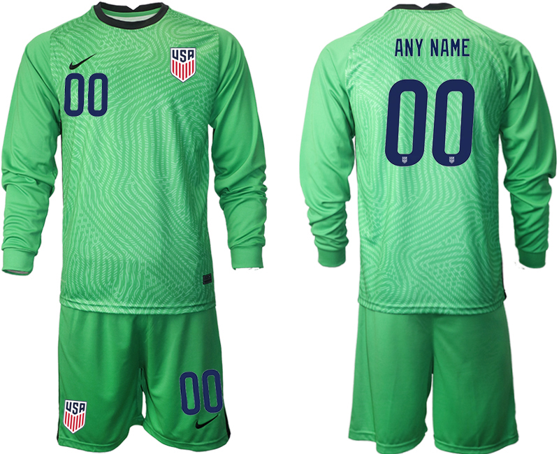 Men 2020-2021 Season National team United States goalkeeper Long sleeve green customized Soccer Jersey->customized soccer jersey->Custom Jersey